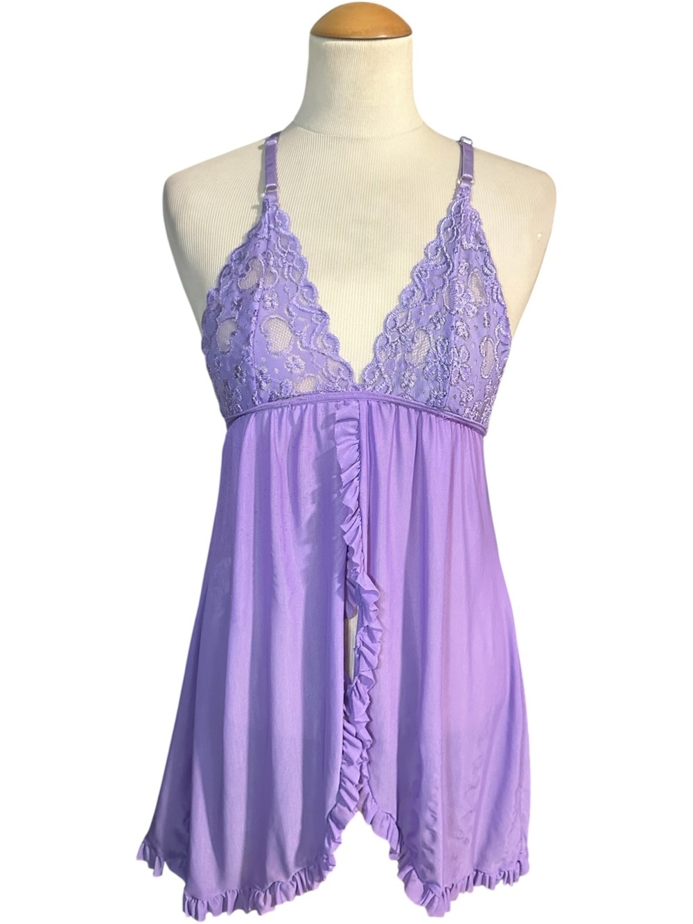 Avidlove Lace Babydoll Chemise Nightgown Lavender Size M